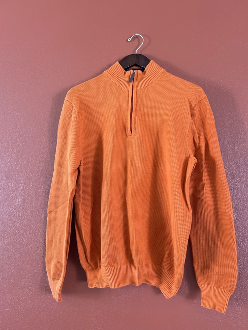 Men's Half-Zip Sweater in Burnt Orange